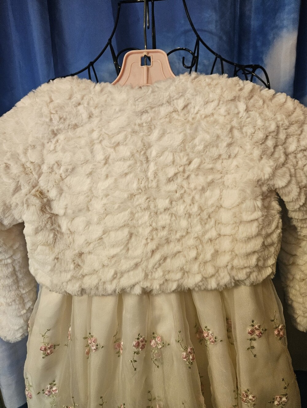 Cinderella Ivory Satin Dress and Soft Cream Faux Fur Set - Picture 5 of 16